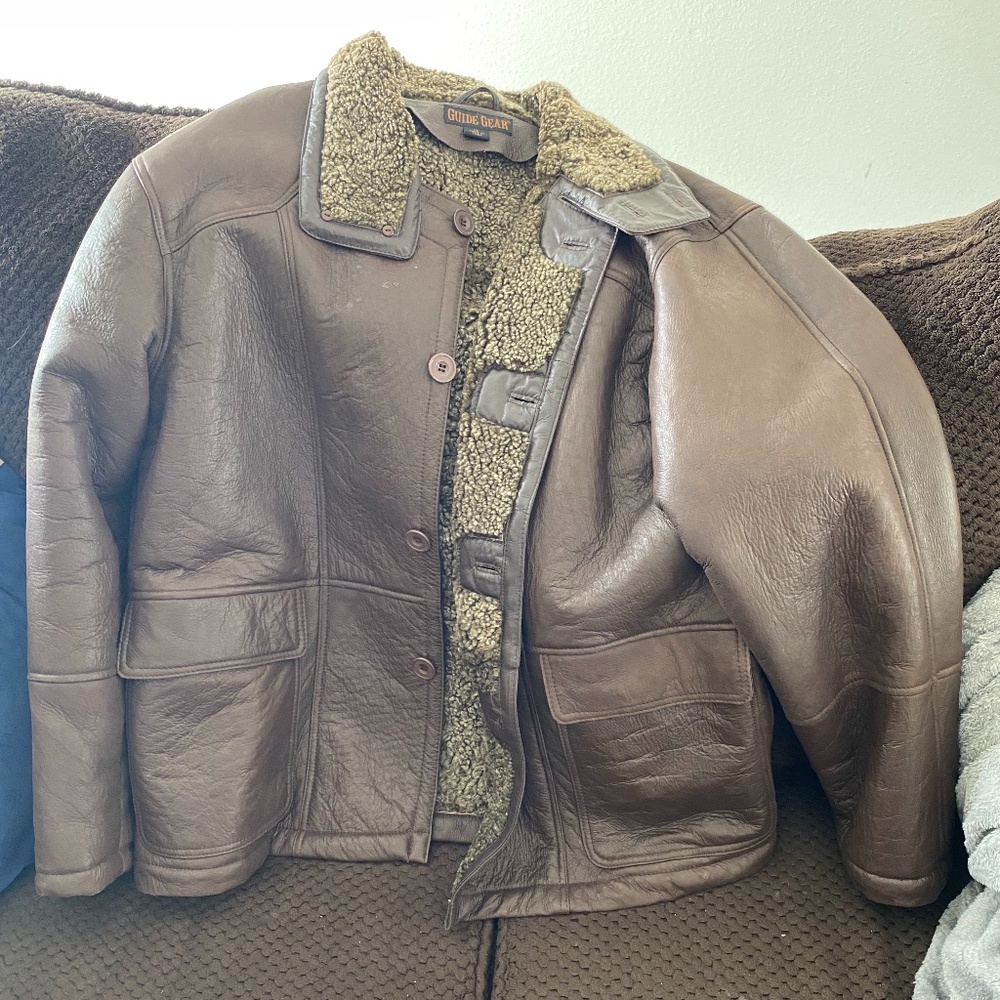 Men's Guide Gear Leather Jacket with Genuine Shearling lining NWOT
